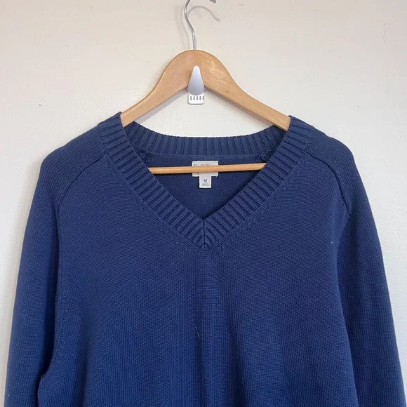 J Crew Mens Heritage Cotton V-neck Sweater Size M Blue Heritage Classic Preppy - Picture 3 of 7